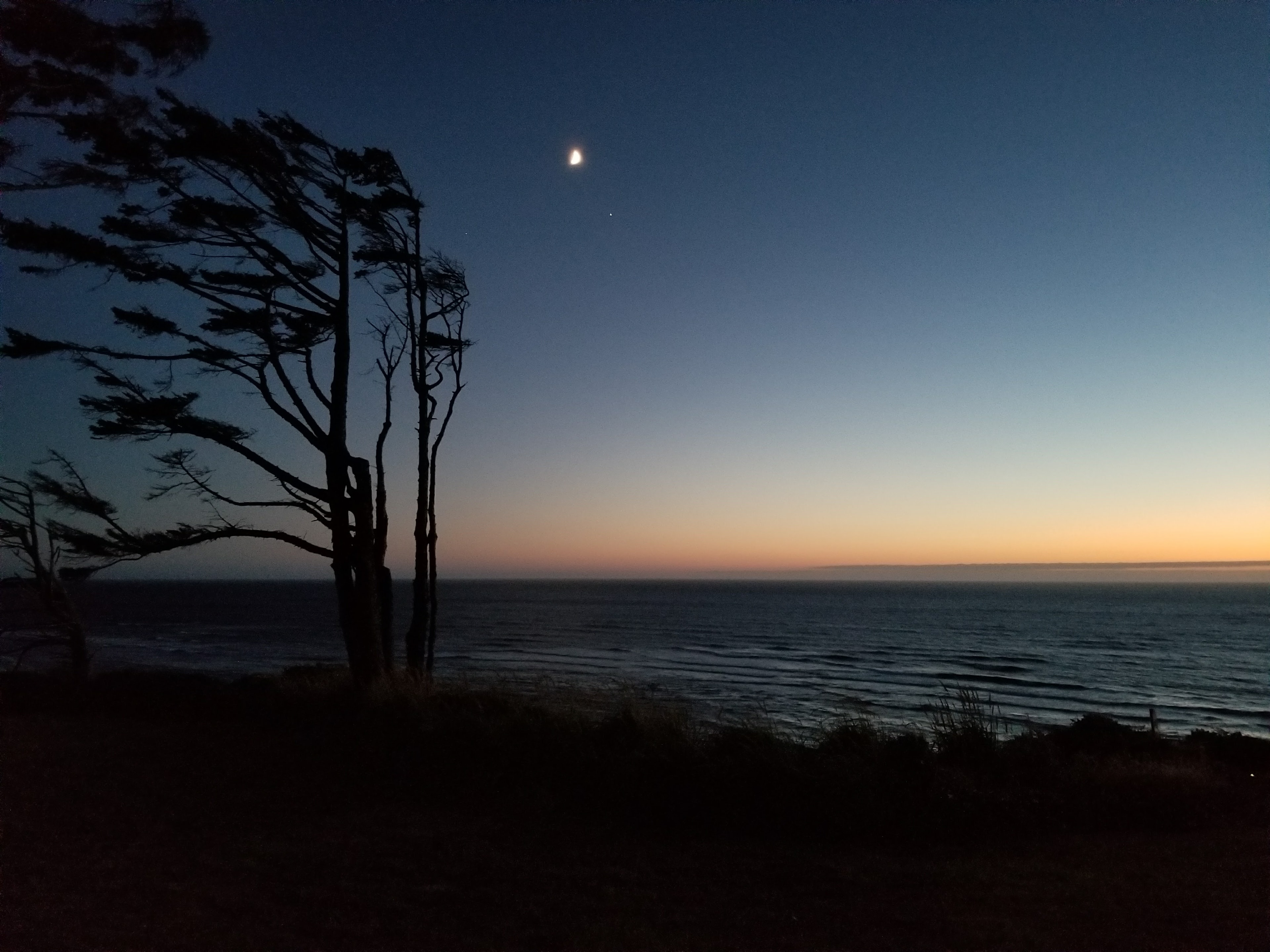 Moonlit night view of the Oregon Coast from Betty's Beachside
